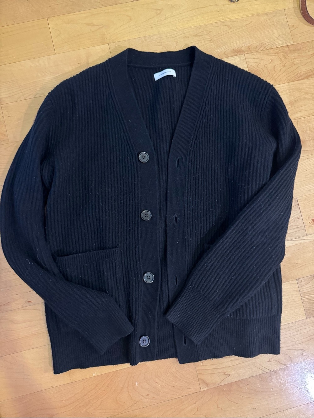 Men's Black Wool Cardigan Sweater